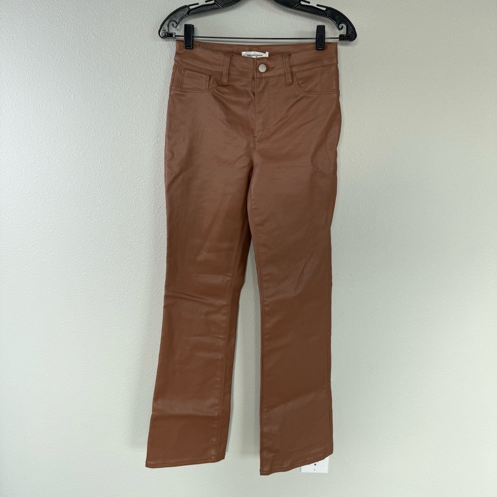 New The Noli Shop Aria Coated Bootcut Flare Jean Mocha Mousse NWT Women’s 27 - Picture 3 of 14